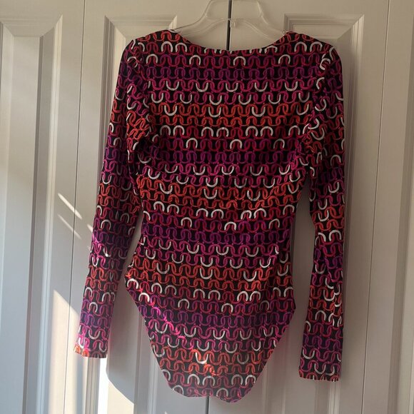 NWT Trina Turk Echo Long Sleeve Ring Front  Paddle Suit, Multi-Color, Large - Picture 6 of 8